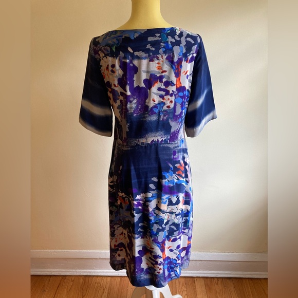 Anthropologie blue silk Japonica dress size 8 - Picture 4 of 10